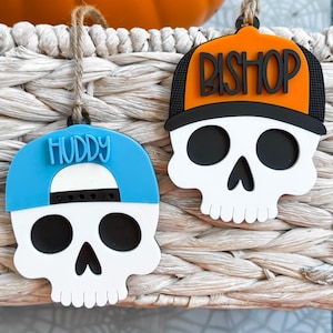 Personalized Skull Boo Basket Tag with Kids Names | Halloween Gift Tag | Trick or Treat Basket Name Tag | Boo Basket | Halloween Decor