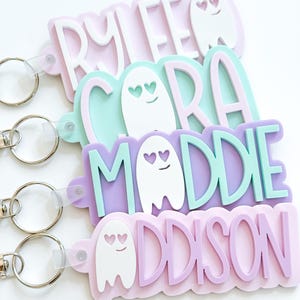 Pink Girls Halloween Tag Boo Basket Backpack Name Tag Personalized ...