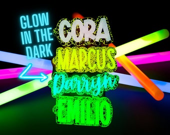Glow In The Dark Backpack Name | Acrylic Keychain | Personalized Acrylic Name Tag | Diaper Bag Tag | Lunch Box Tag | Kids Tag