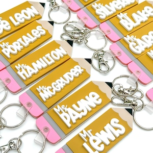 Teacher Gift Student Pencil Bag Teacher Appreciation Keychain Acrylic Backpack Name Tag Bag Tag Teacher Gift Pencil Keychain Back To School