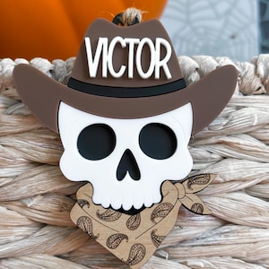 Personalized Skull Boo Basket Tag with Kids Names | Halloween Gift Tag | Trick or Treat Basket Name Tag | Boo Basket | Halloween Decor