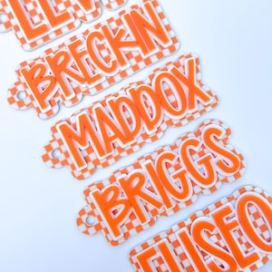 Checkered Backpack Keychain Name Tag | Acrylic Name Keychain | Personalized Acrylic Name Tag | Diaper Bag Tag | Lunch Box Tag | Kids Tag