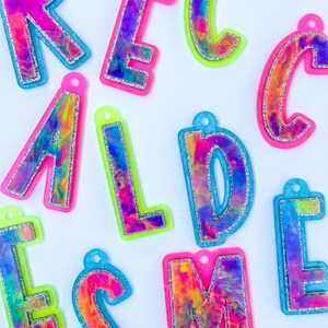 Initial Schlüsselanhänger | Rucksack Schlüsselanhänger Namensschild | Acryl Name Schlüsselbund | Personalisiertes Acryl Namensschild |  Lunch Box Anhänger | Kinder Anhänger