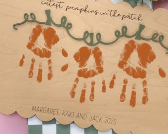 Kit de pintura de calabaza con huellas de manos para Halloween, manualidades para niños, decoración de otoño, recuerdo de Halloween, linda decoración de Halloween, mi primer Halloween