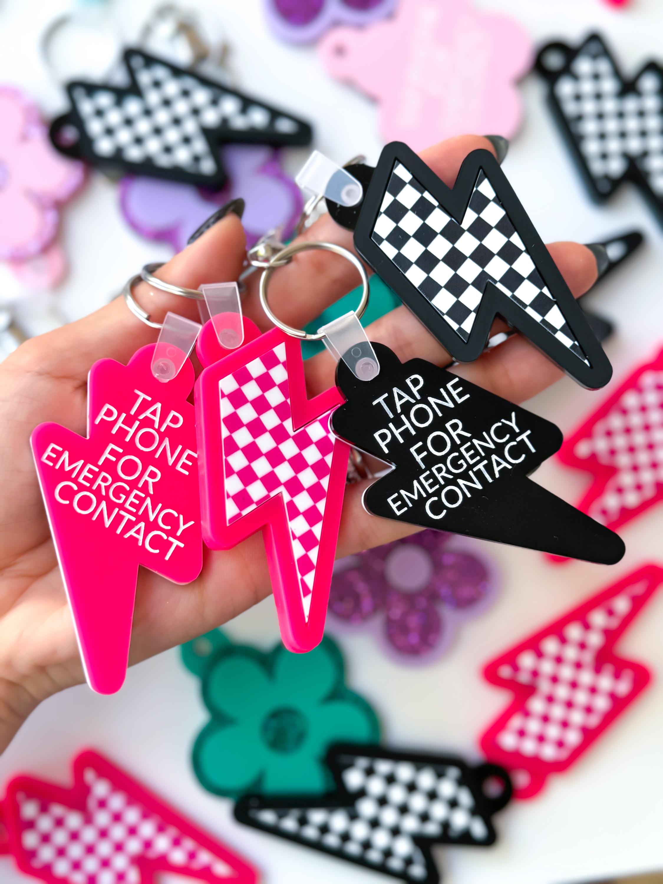 NFC Tag Emergency Contact for Kids and Adults Backpack Tag Acrylic Keychain Phone Number Tag Personalized In Case of Emergency Tag Kids Info