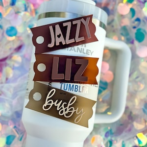 Tumbler Lid Name Tag Toppers Personalized Acrylic Name Plate for Lid Stocking Stuffer Gift