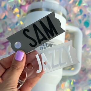 Tumbler Lid Name Tag Toppers Personalized Acrylic Name Plate for Lid Stocking Stuffer Gift