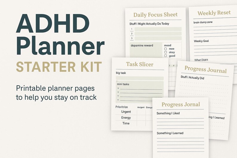 ADHD Planner Starter Kit | Printable Daily & Weekly Pages for Focus ...