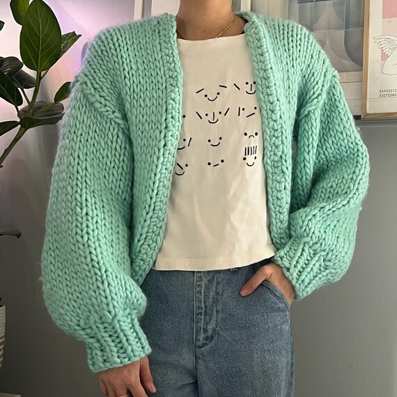 トップス SUNDAYSBEST KNIT CARDIGAN/PISTACHIO L Pistachio Cropped Knit Cardigan (RTW) - Etsy