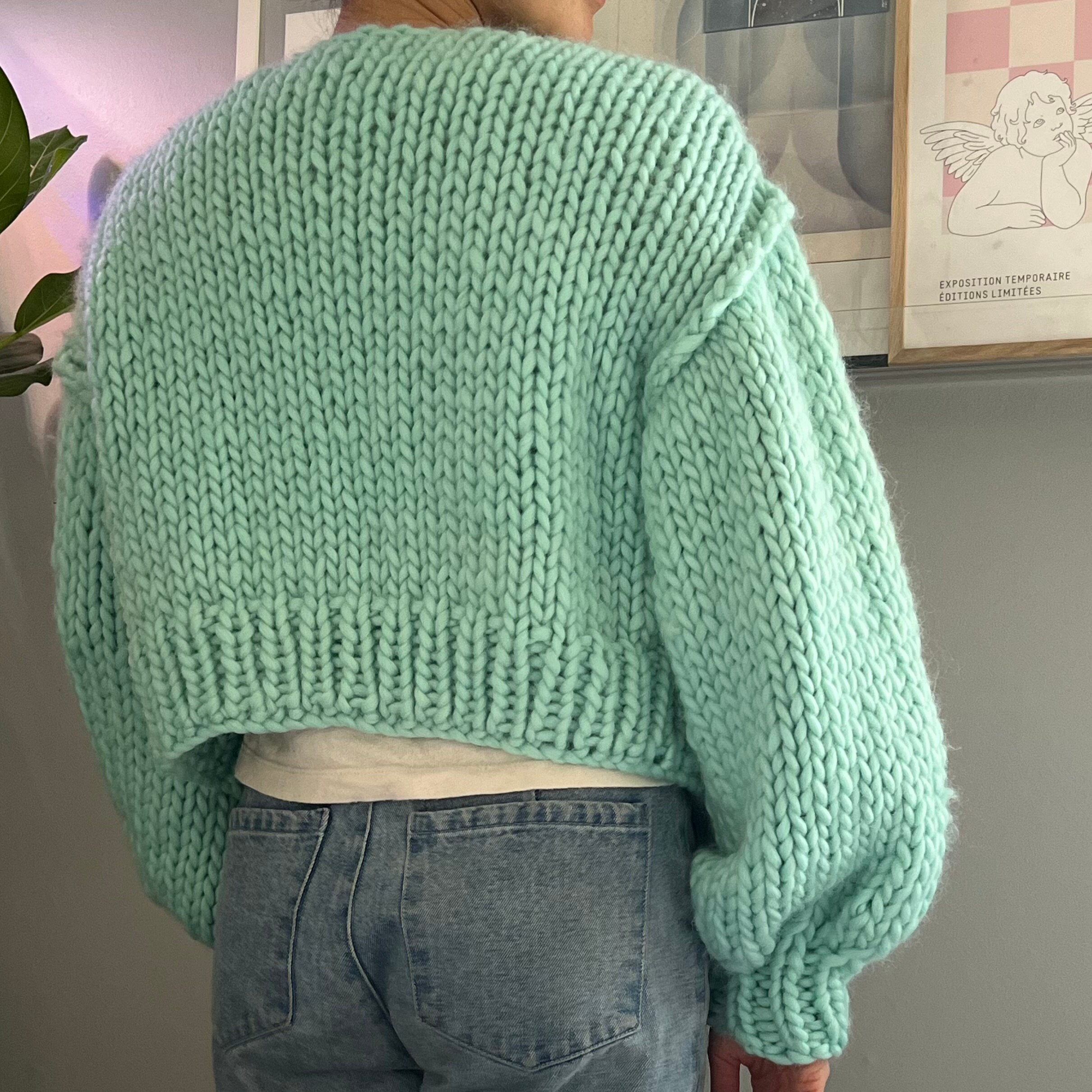 Pistachio Cropped Knit Cardigan (RTW) - Etsy