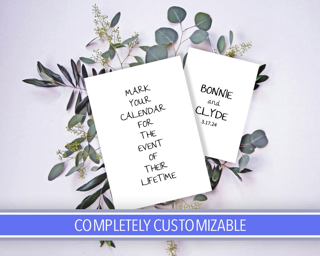 Save the Date Template Simple B&W Two-sided Personalized 5x7 - Etsy