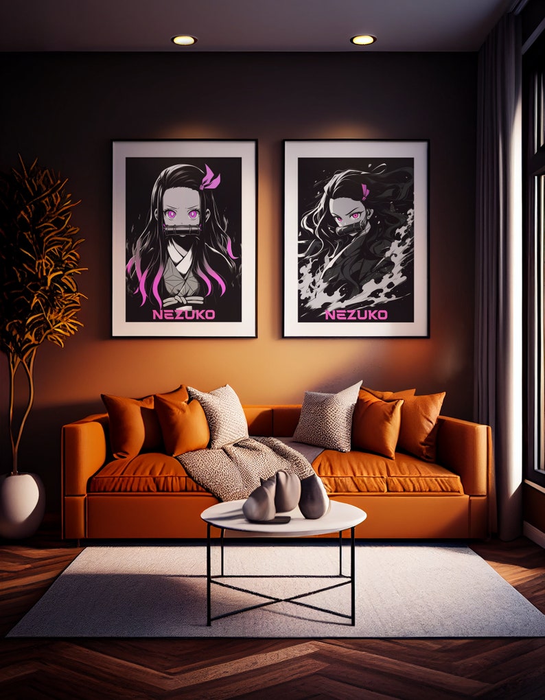 4 Demon Slayer Anime Poster Set - Nezuko, Tanjiro, Inosuke & Zenitsu 21x30cm Wanddekoration