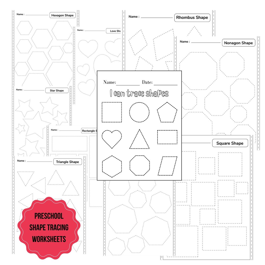 Preschool Shape Tracing, 12 Basic Shape Tracing, Shape Tracing