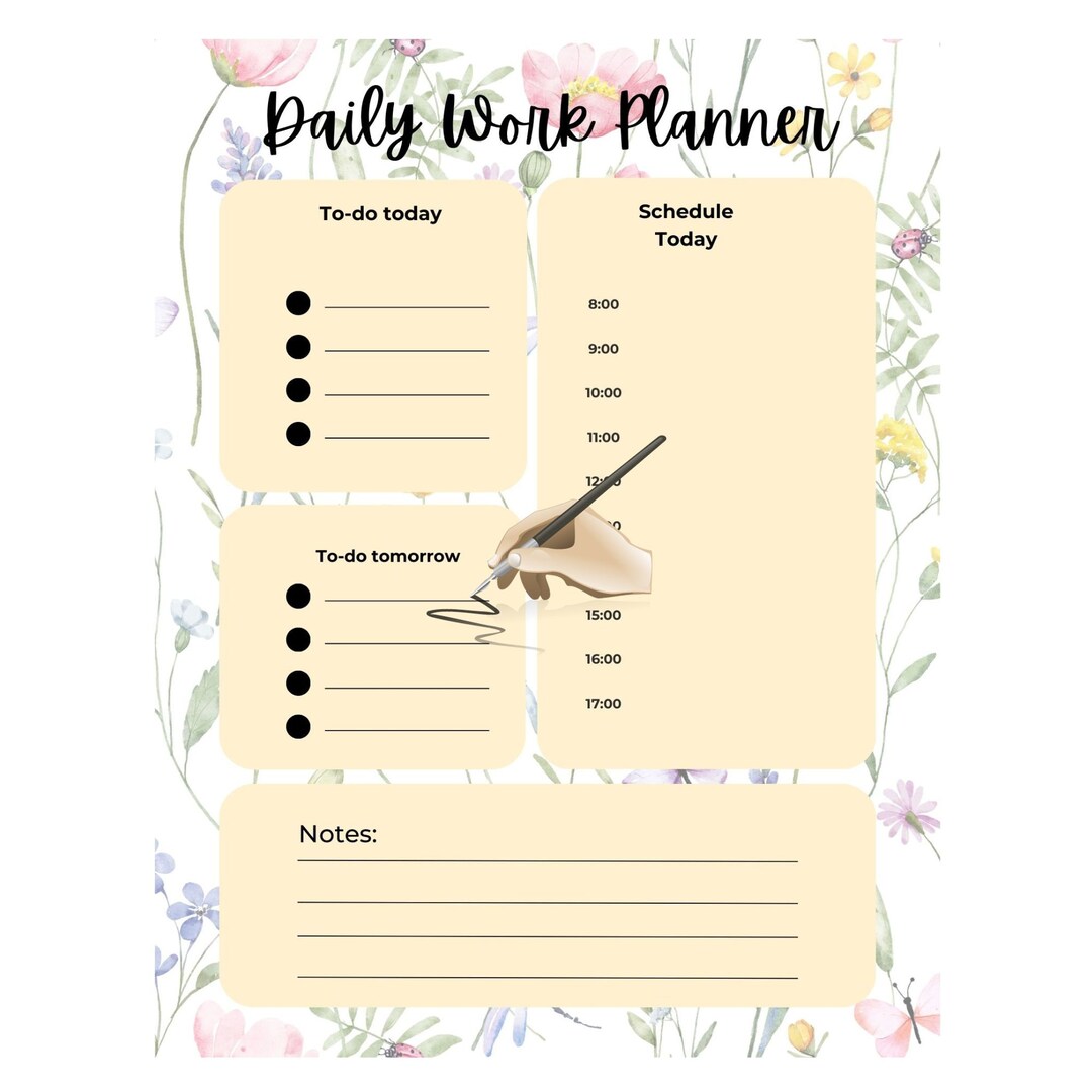 Printable Daily Work Planner Help You Organize Your Work and Personal ...