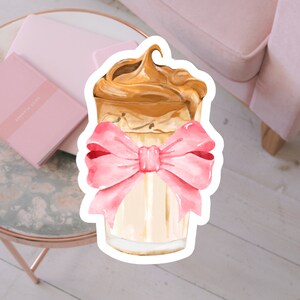 Coquette Coffee Sticker Coquette Pink Bow Stickers Girly Balletcore Preppy Cafe Latte Friend Sister Gift For Notebooks Laptops Water Bottles