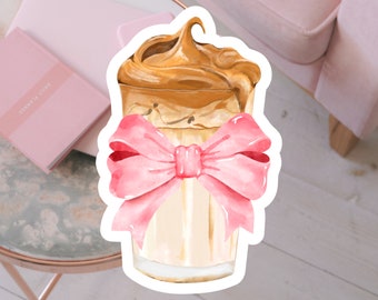 Coquette Coffee Sticker: Pink Bow, Balletcore Style