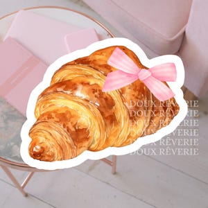 Coquette Croissant Sticker Coquette Pink Bow Stickers Girly Balletcore Preppy Cafe Friend Sister Gift For Notebooks Laptops Water Bottles