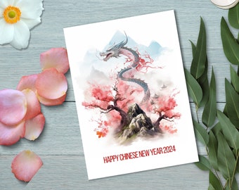 Chinese new year 2024 Dragon Greeting Card