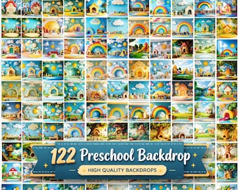 100+ Preschool Daycare Backdrops, Kids Portrait Photography, Digital Download