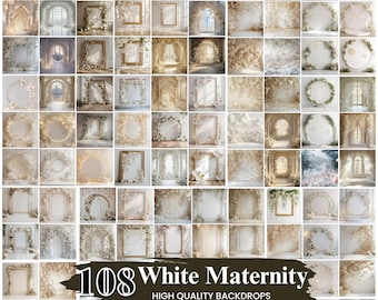 100+ White Maternity Backdrops, Floral Texture Background Bundle (Digital Download)