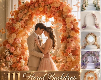 Floral Arch Digital Backdrops, Newborn Photography Overlays (Digital Download)