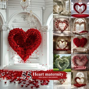 50+ Valentine Day Digital Backdrop, Floral Hearts Backdrop, Romantic Valentines Day Backdrops, Romantic Flower Backdrop, Digital Download