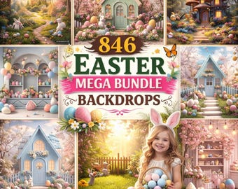 800+ Easter Digital Backdrop Mega Bundle, Forest Summer Decor Field Background, Easter Arch Backdrops, Outdoor Spring PNGs, Easter Eggs