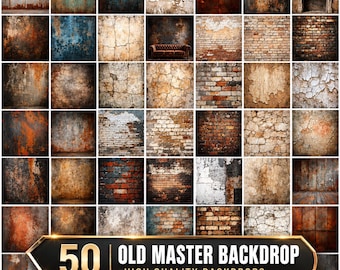 Old Master Portrait Backdrop, Grunge Studio Backgrounds (Digital PNG)