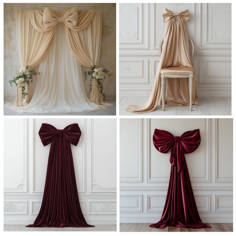 50+ Big Velour Bow Digital Backdrops, Ribbon Studio Digital Backdrops ...