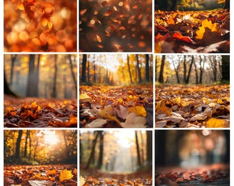 50 fondos digitales con efecto bokeh otoñal, fondos para Photoshop para bodas y maternidad (descarga digital)