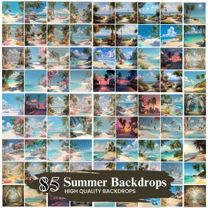 80+ Summer Digital Backdrops, Beach Studio Photography Digital Backdrop, Summer Beach Composite Photos Background, Digital Download