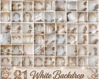 50+ Elegant Floral White Backdrop Collection, Maternity and Wedding Backgrounds (Digital Download)