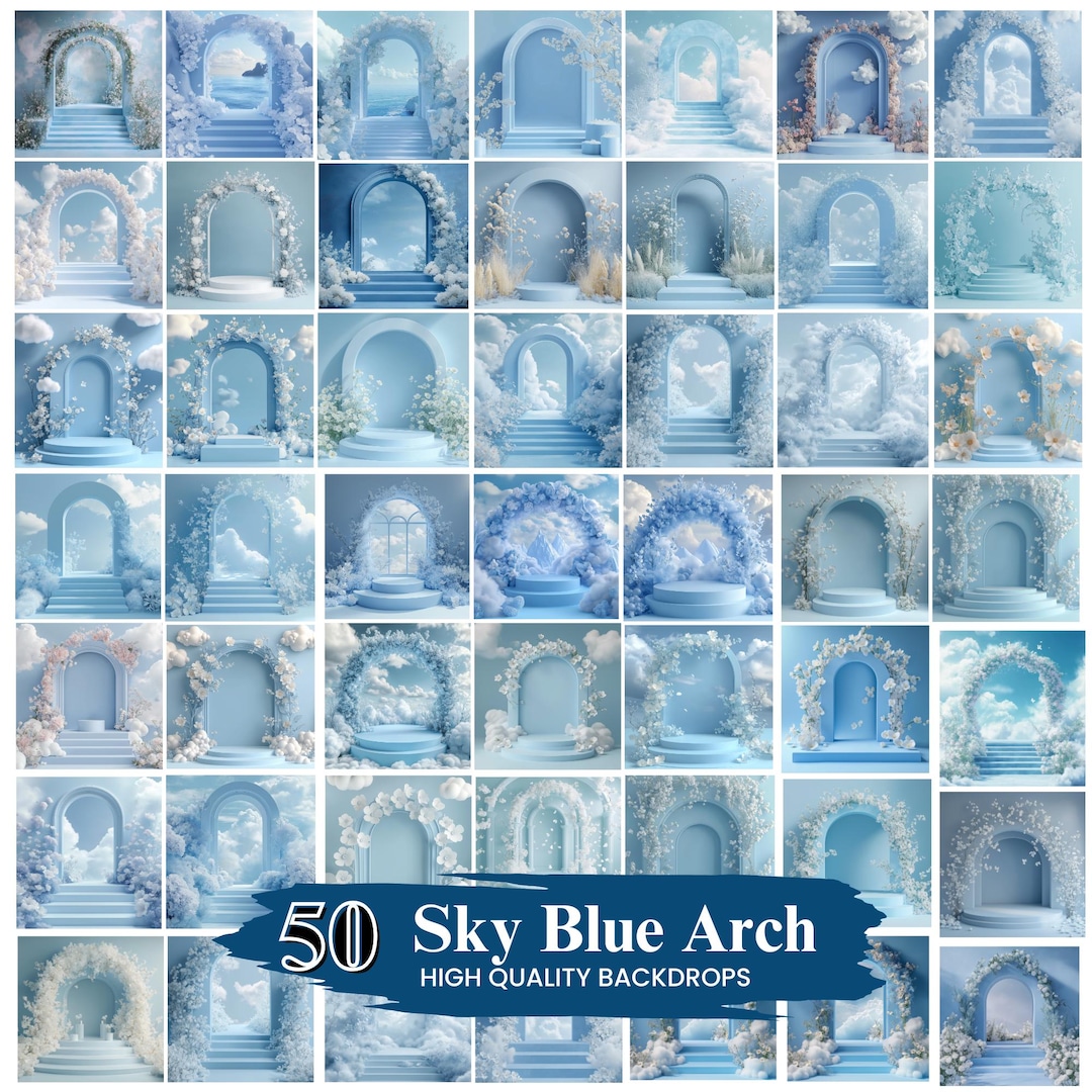 Bluearc Backdrop 20+ Sky Blue Arch Boho Digital Backdrops, Arch Digital Backdrops ...