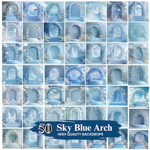 20+ Sky Blue Arch Boho Digital Backdrops, Arch Digital Backdrops, Maternity Backdrop, Texture Minimalist Background, Digital Download