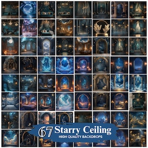 50+ Magic Starry Ceiling Digital Backdrop, Gothic Cloud Stairway Backdrop, Texture Fine Art Overlays Digital Background, Digital Download