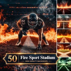 50 Fire Sport Stadium Backdrops, Customizable Canva Sports Backgrounds (Digital Download)