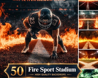 50 Fire Sport Stadium Backdrops, Customizable Canva Sports Backgrounds (Digital Download)