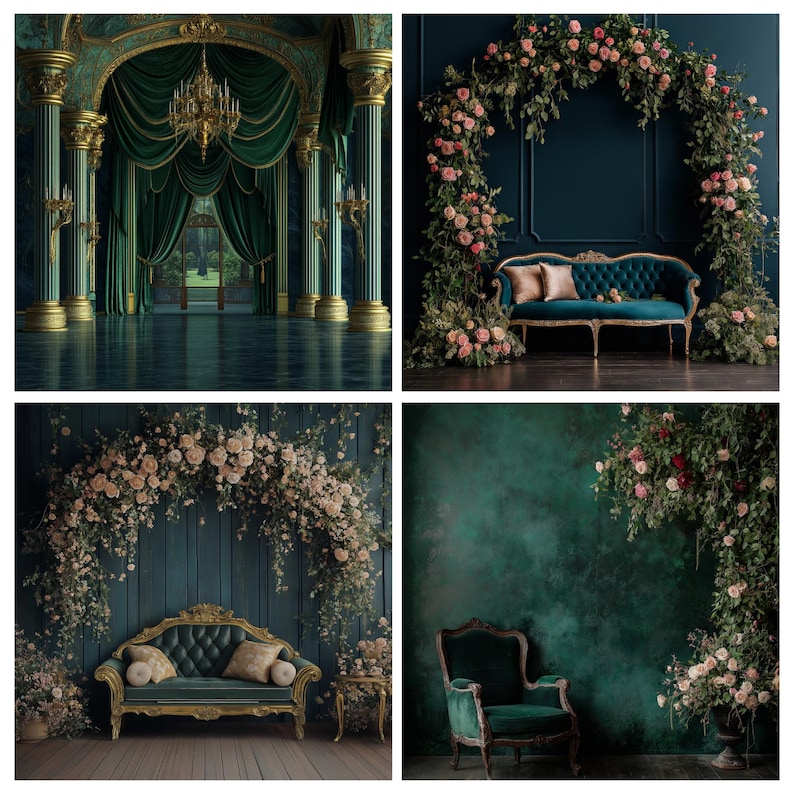 Royal Green Room Digital Backdrop, Maternity and Wedding Digital ...