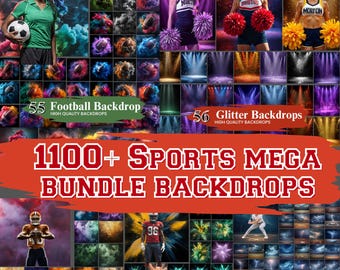 1100+ Sport Digital Backdrops Mega Bundle, Backdrops for Sports Banner, Cheerleader, Football, Baseball, Smoke, Basketball, Soccer Backdrops