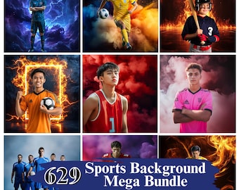 600+ Sport Digital Backdrops Mega Bundle, Sports Backgrounds and Overlay Bundle, High-Resolution Photography Background, Digital Download