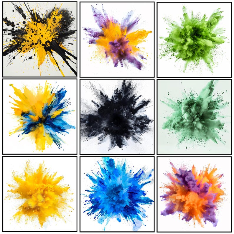 Sports Backgrounds Bundle, Color Explosion Backdrop, Powder Paint