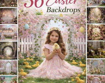 30+ Easter Floral Digital Backdrops, Whimsical Garden Portrait Backdrops, Spring Bunny & Egg Photography Background, Digital Download