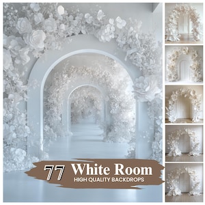White Archway Digital Backgrounds, Floral Wedding Maternity Studio Backgrounds (Instant Download)