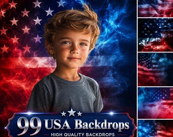Achtergrond met rookeffect van de Amerikaanse vlag, patriottische fotoshootachtergronden (digitale download)