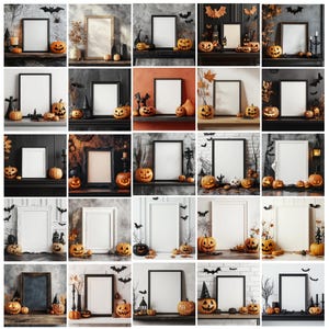 30 Halloween Frame Mockup Bundle, Picture Frame Mockup, Pumpkins Frame, One Frame Mockup, Halloween, Fall Frame Mockup, Digital Download