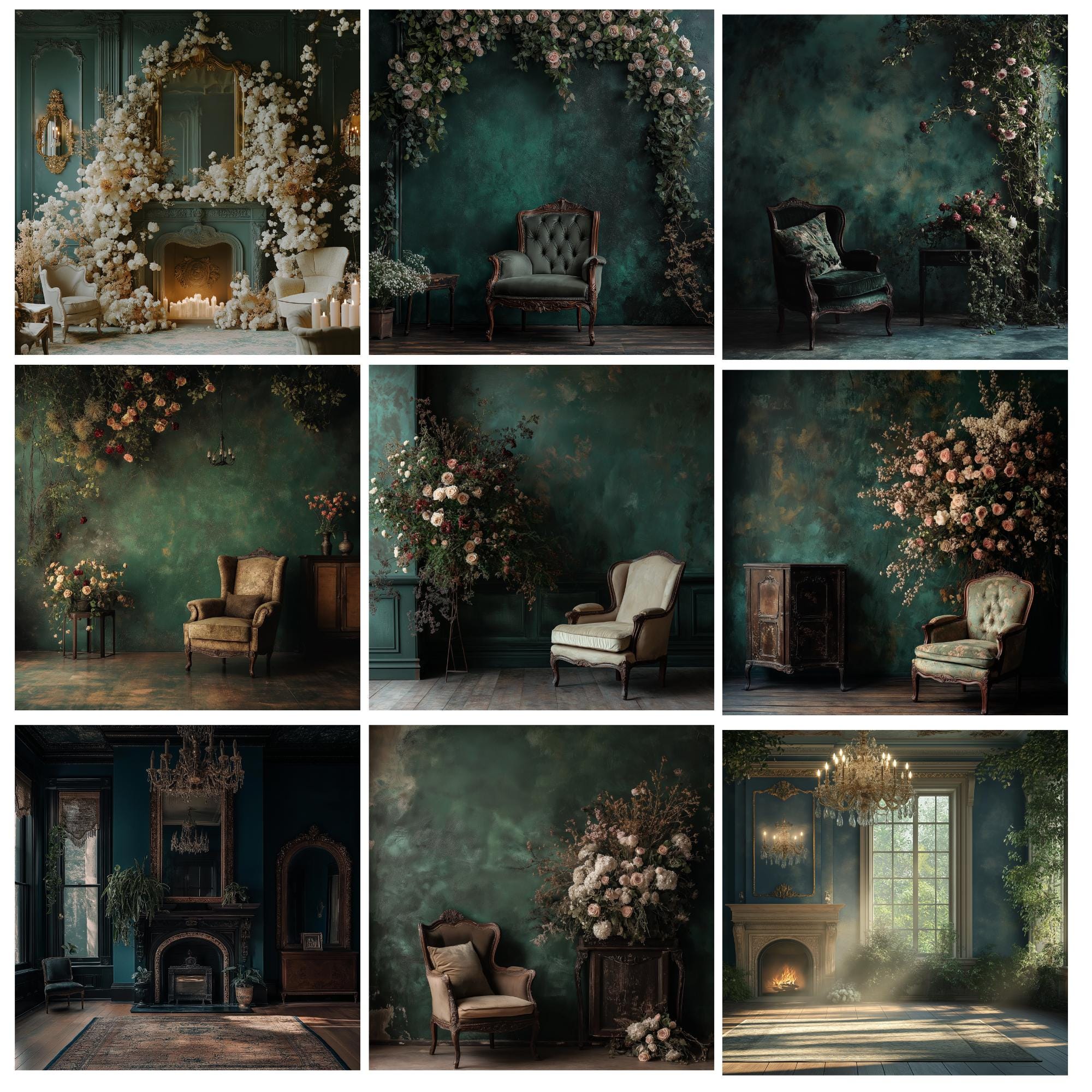 Royal Green Room Digitaler Hintergrund, Mutterschaft und Hochzeit ...