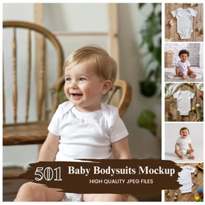 Puede incluir: Un conjunto de 501 maquetas de bodies para bebés con una variedad de poses y escenarios. Las maquetas son archivos JPEG de alta calidad y son perfectas para mostrar tus diseños.