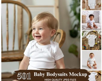 501 Baby Bodysuit Mockup Bundle, Hanging Onesie, Romper (Digital Download)