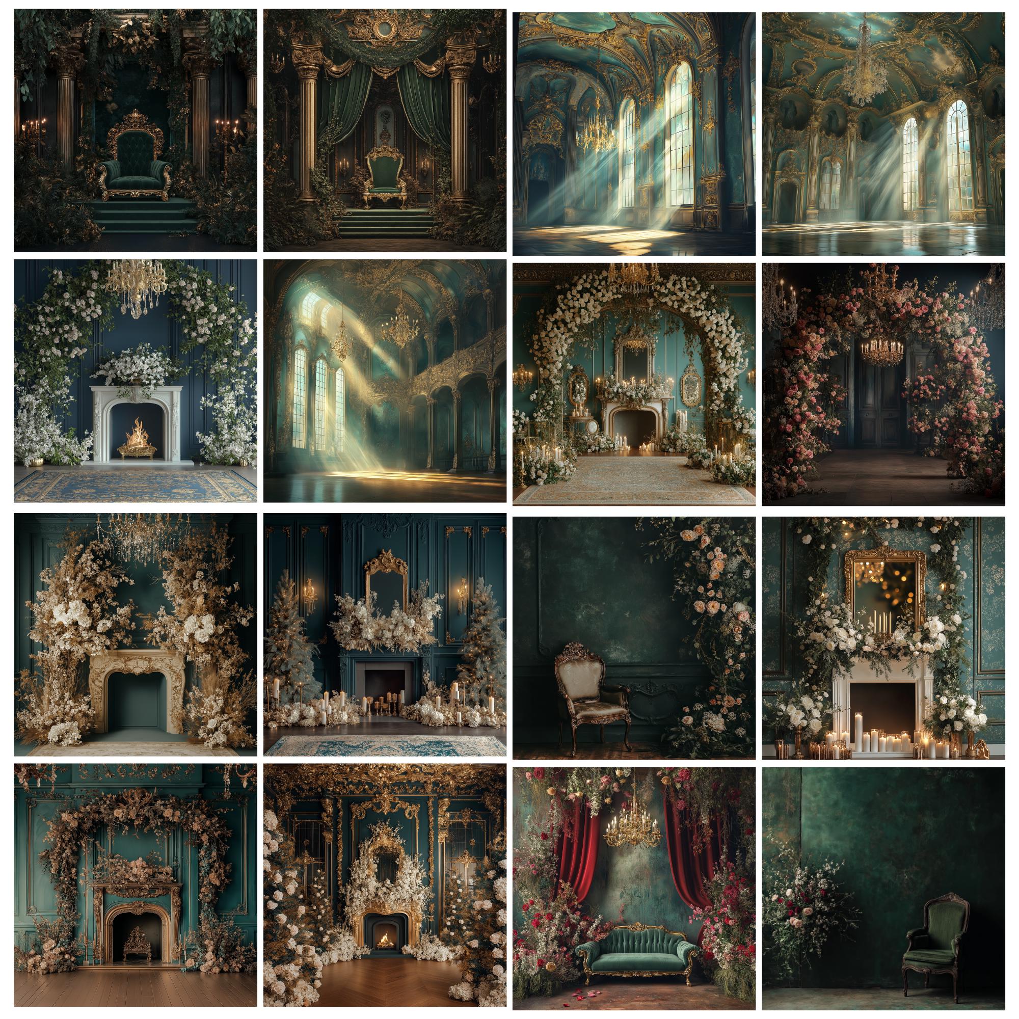 Royal Green Room Digital Backdrop, Maternity and Wedding Digital ...