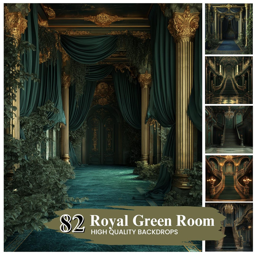 Royal Green Room Digital Backdrop, Maternity and Wedding Digital ...